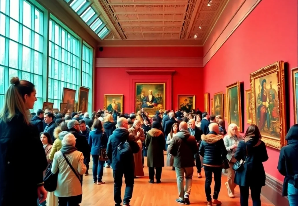 Museum Boijmans Van Beuningen, bustling with diverse visitors, captivated by art