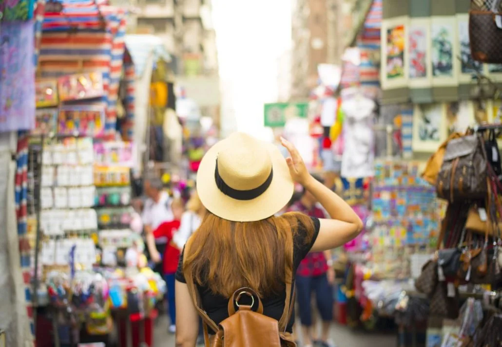 A shopping street in Hong Kong