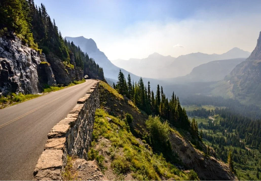 Road and Tunnel with Valley View, Glacier National Park