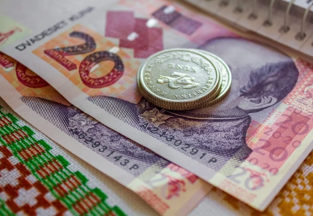 Croatian Kuna currency paper money and coins.