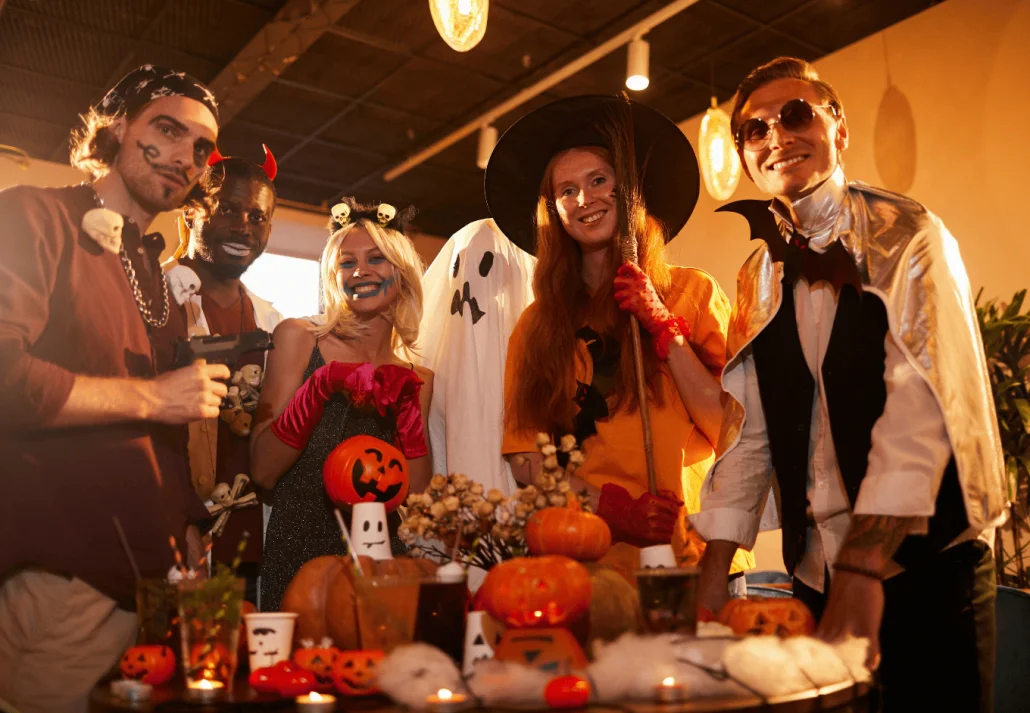 Friends getting together for a Halloween Party
