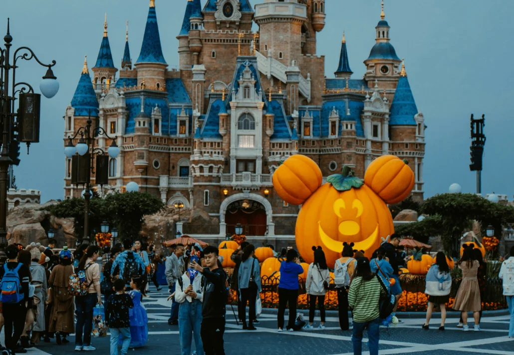 People outside the Castle at Disney Halloween Festival Paris 