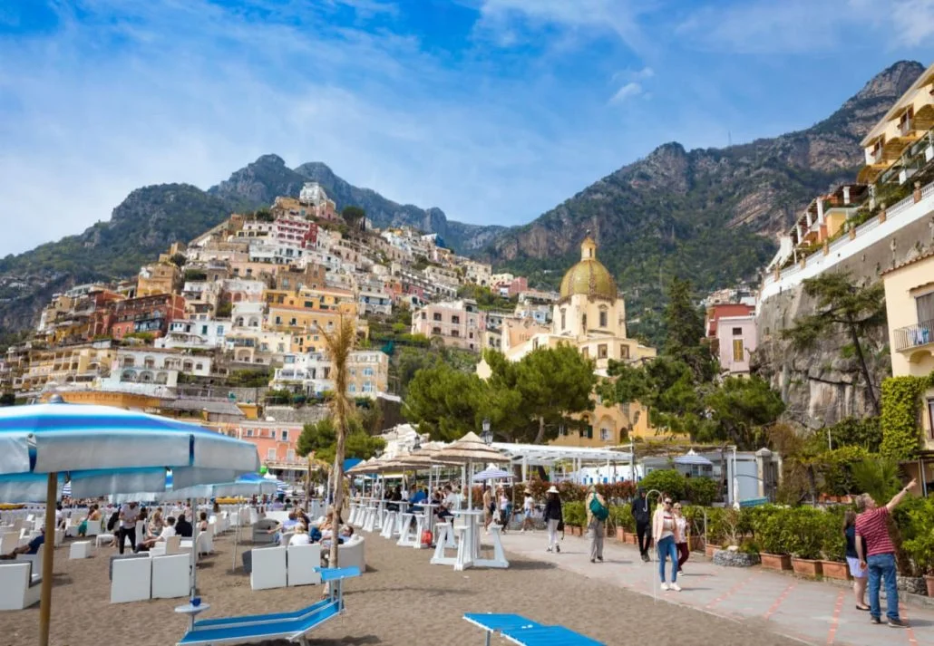 People walking near the beach in Positano