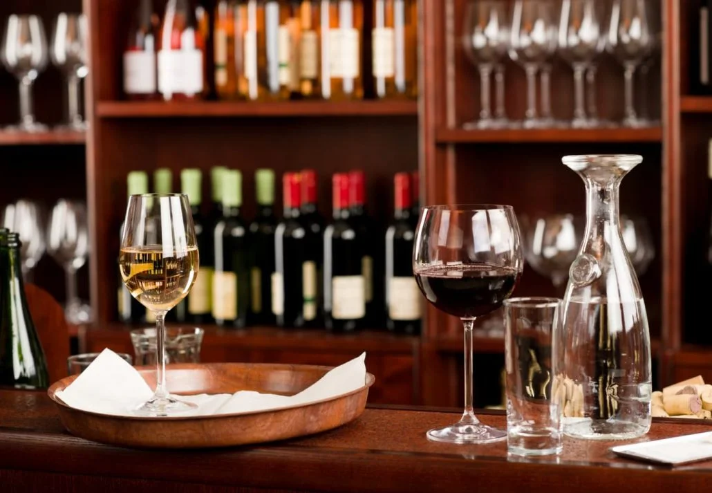 A wooden wine bar