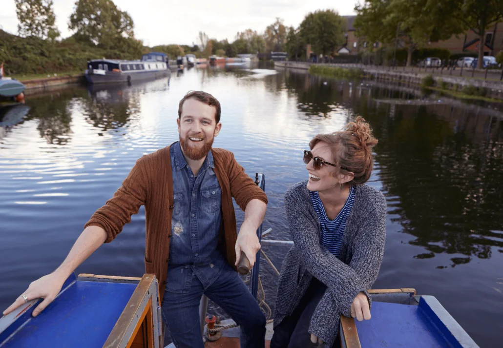 Couple on canal boat