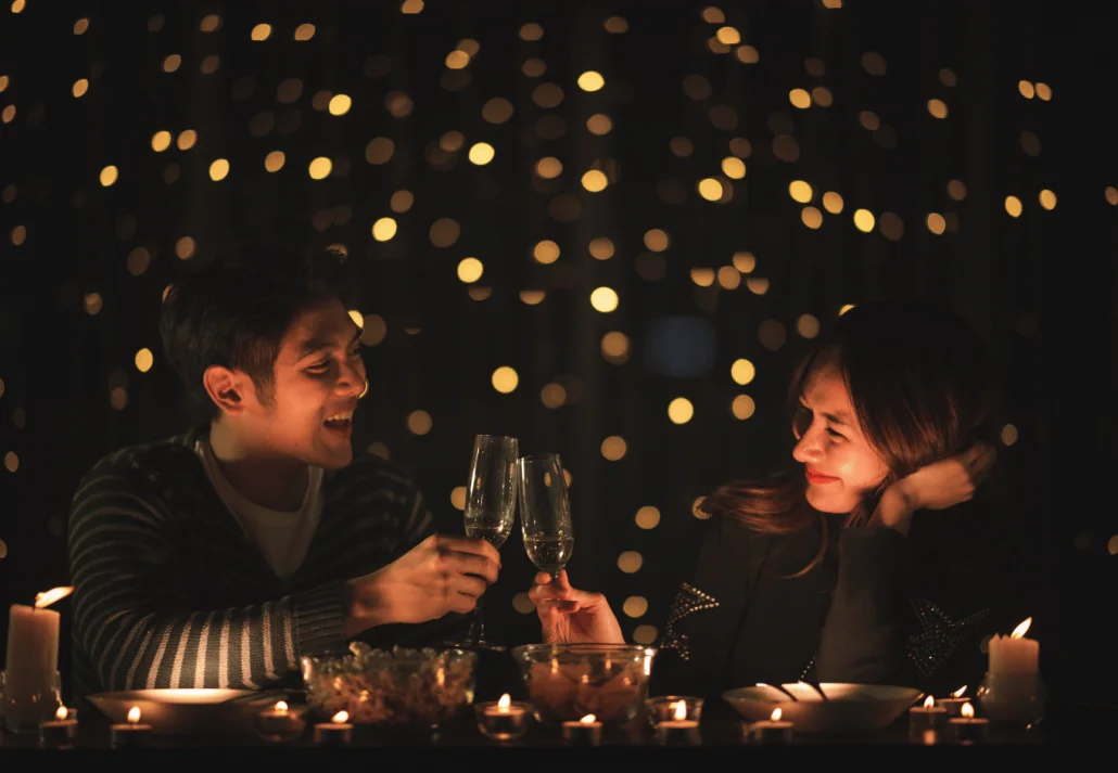 Romantic couple date night on rooftop in Amsterdam