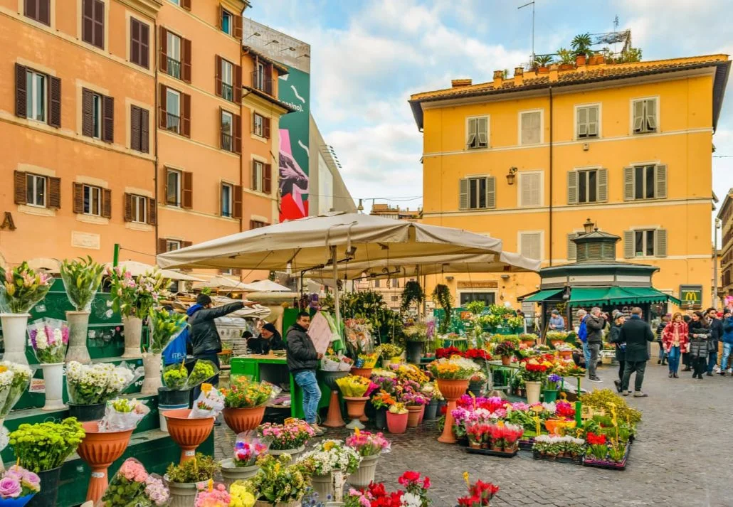 Rome 5 Day Itinerary - Campo de’ Fiori market in Rome, Italy.