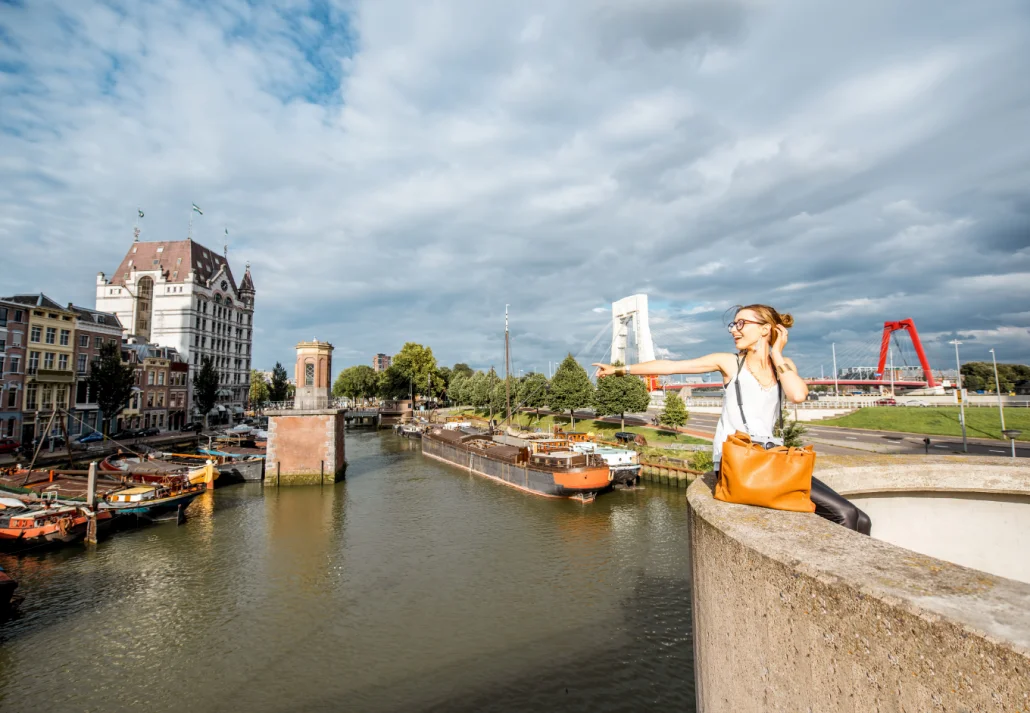 Woman traveling in Rotterdam