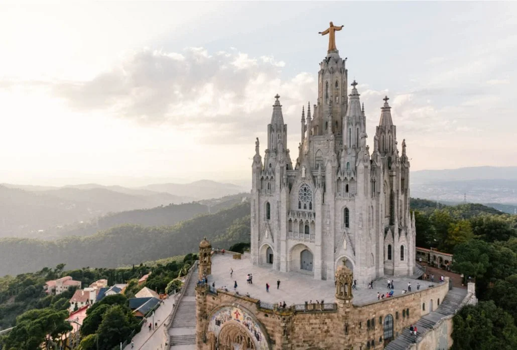 Temple Expiatori del Sagrat Cor - Temple of the Sacred Heart of Jesus on mount Tibidabo, Barcelona, Spain.