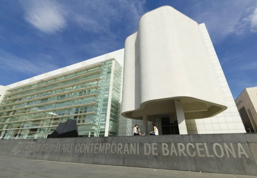 Façade of the Barcelona Museum of Contemporary Art, in Barcelona, Spain.