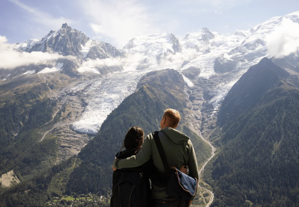 couples watching the stunning view of Mont Blanc