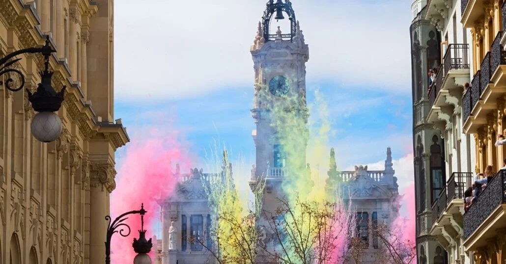 The city of Valencia during the celebration of 