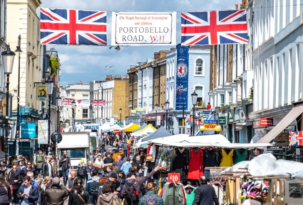 London Attractions - Portobello Road Market, a famous antiques street market in Notting Hill in west London