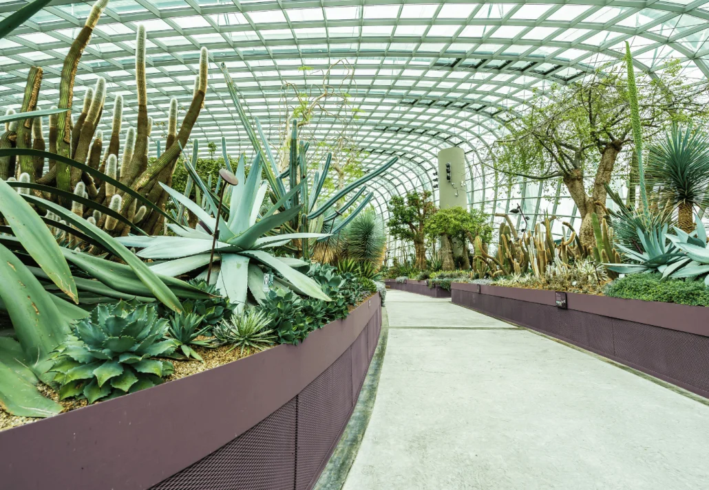 Beautiful architecture building flower dome garden and greenhous