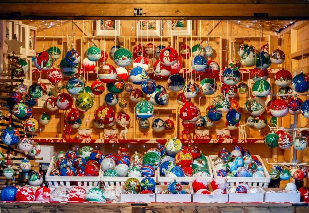 Things to do in London in winter - Christmas ornaments for purchasing at Southbank Centre Winter Market