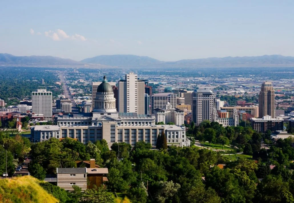 The skyline of Salt Lake City, Utah.