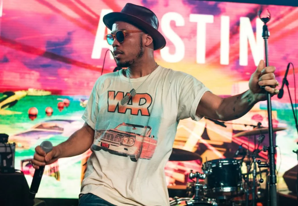 Signer, songwriter, and rapper Anderson Paak performs at a concert during SXSW 2016 in Austin, Texas.