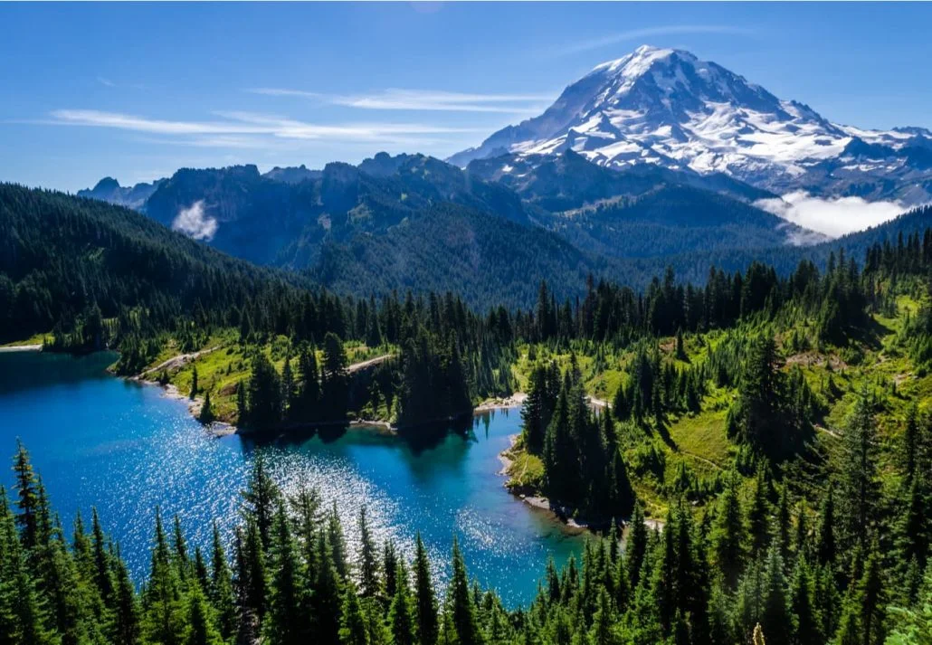 Mount Rainier and Eunice Lake as seen from Tolmie Peak