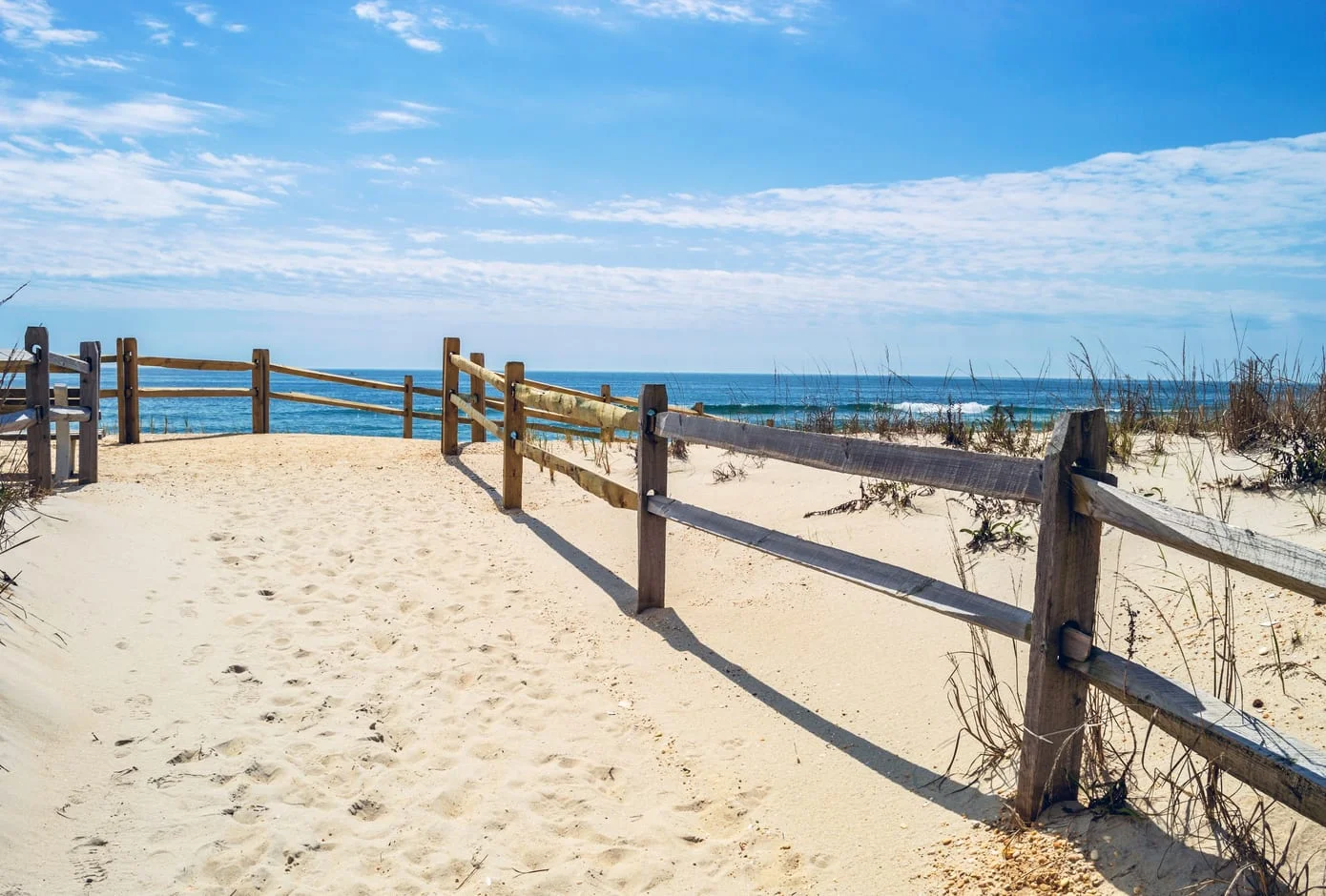 White sand leads to a beach in Surf City on Long Beach Island, New Jersey 