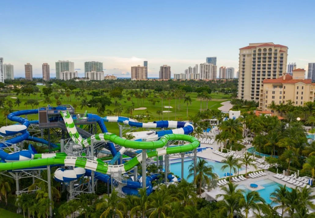 Aerial photo Tidal Cove Waterpark Aventura Florida USA Turnberry Resort, Miami, Florida. 