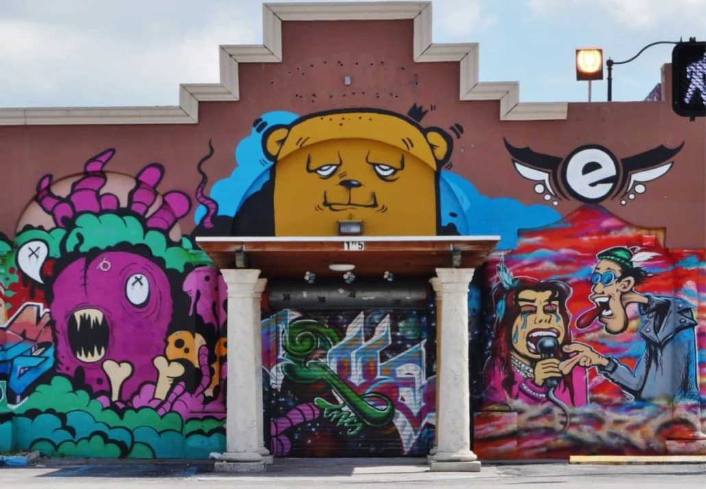 Street art mural of the Wynwood Walls neighborhood, Miami, Florida.