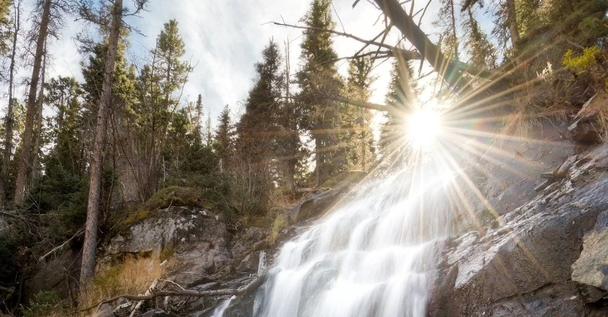 The Fern Falls, which is part of the Fern Lake Trailhead. 